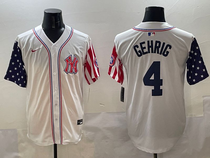 Men New York Yankees 4 Gehrig White a generation of national flags Jointly Name 2025 Nike MLB Jersey style 1